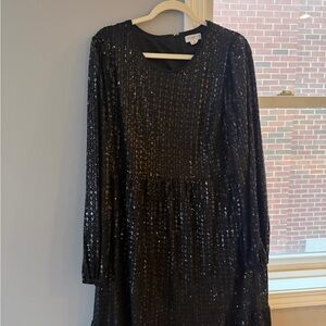 Chic Soul Black Sequin Long Sleeve Dress